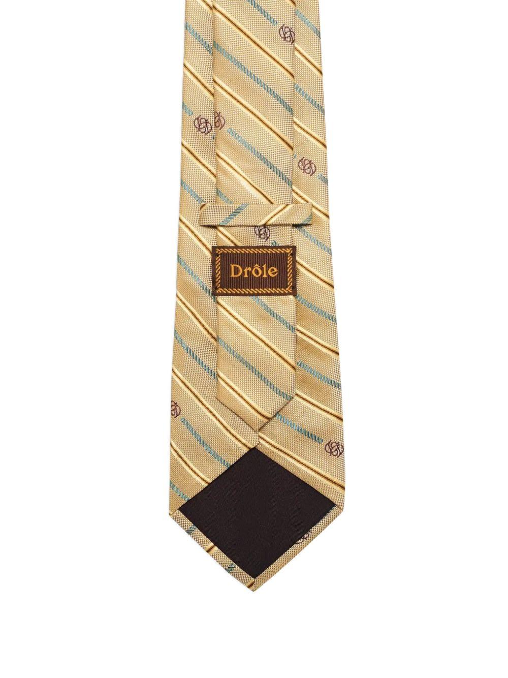 Cravatta a righe con monogramma in giallo Drole de monsieur - uomo 