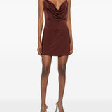 Abito corto con decorazione in marrone David Koma - donna 