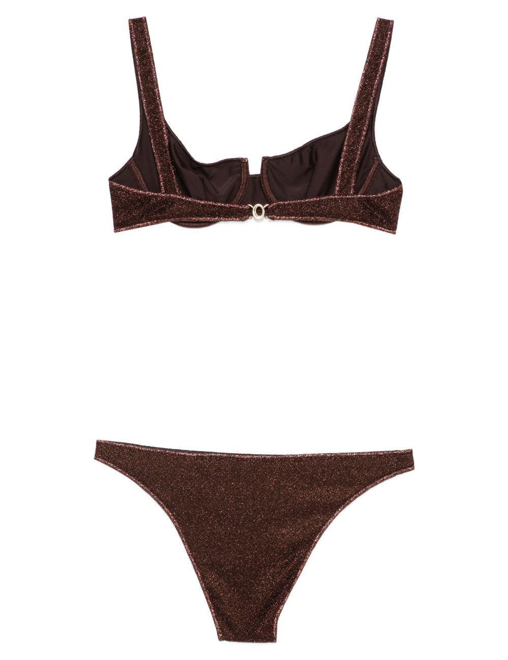 Bikini con glitter in marrone Oséree - donna 