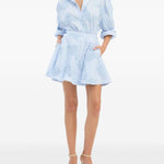 Gonna mini a fiori in azzurro ROTATE - donna 