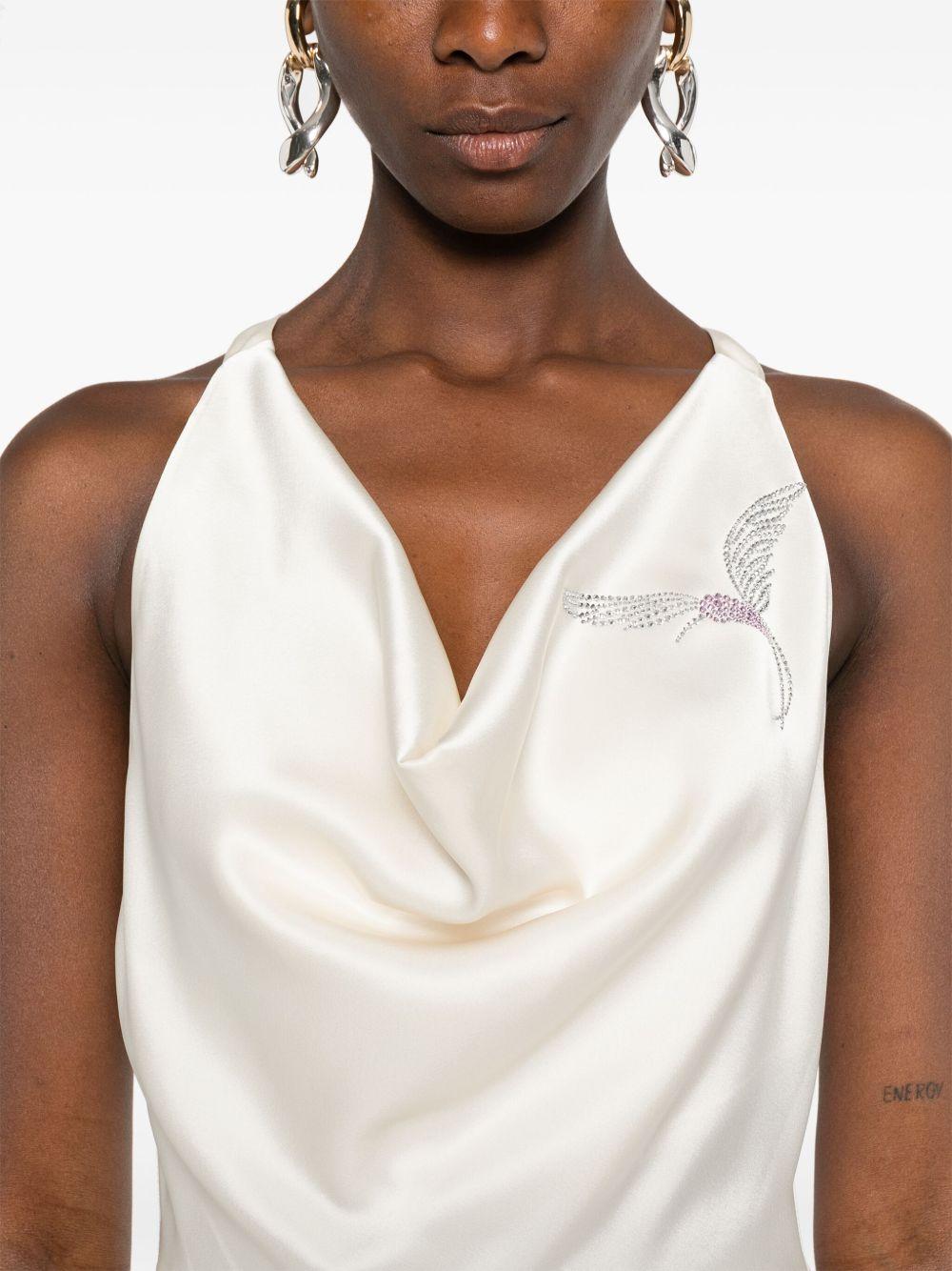 Abito con cristalli e spacco in avorio David koma - donna 