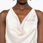 Abito con cristalli e spacco in avorio David koma - donna 