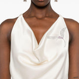 Abito con cristalli e spacco in avorio David koma - donna 