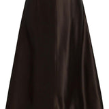 Gonna lunga satinata in marrone scuro Khaite - donna 