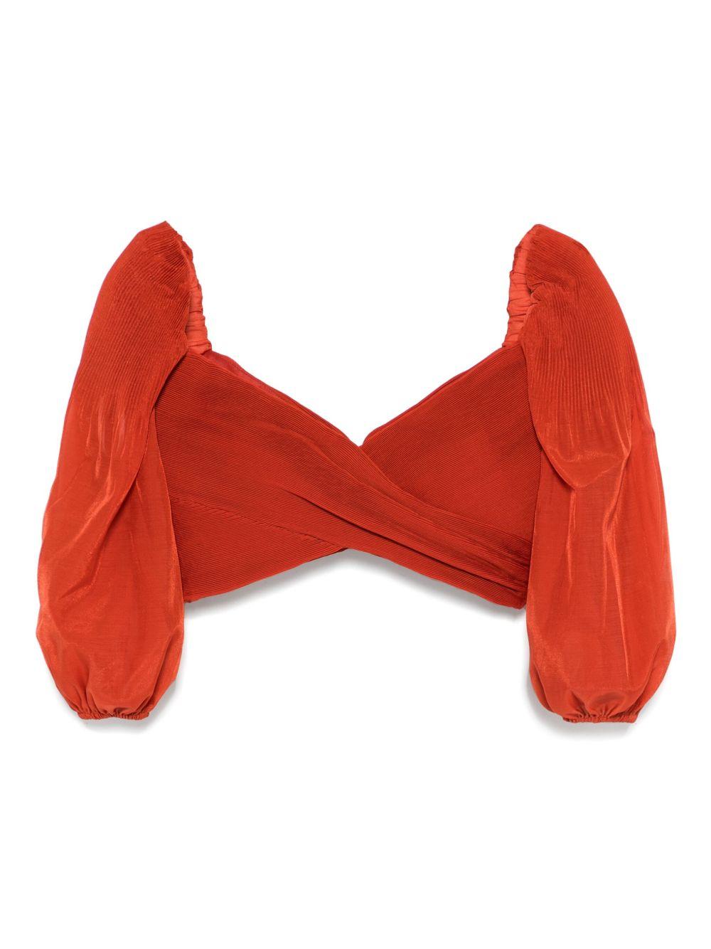 Top corto plissettato in rosso mattone Zimmermann - donna 