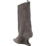 Stivali in pelle a punta in grigio Rick owens - donna 