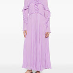 Abito midi con ruches in lilla 