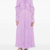 Abito midi con ruches in lilla 