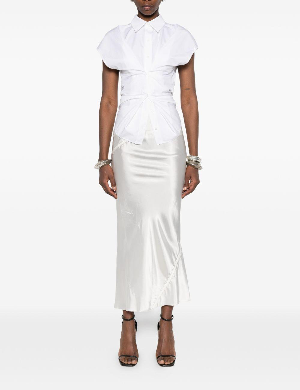 Gonna midi con finitura satinata in bianco Rick owens - donna 