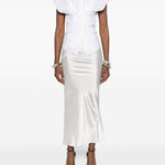 Gonna midi con finitura satinata in bianco Rick owens - donna 