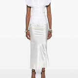 Gonna midi con finitura satinata in bianco Rick owens - donna 