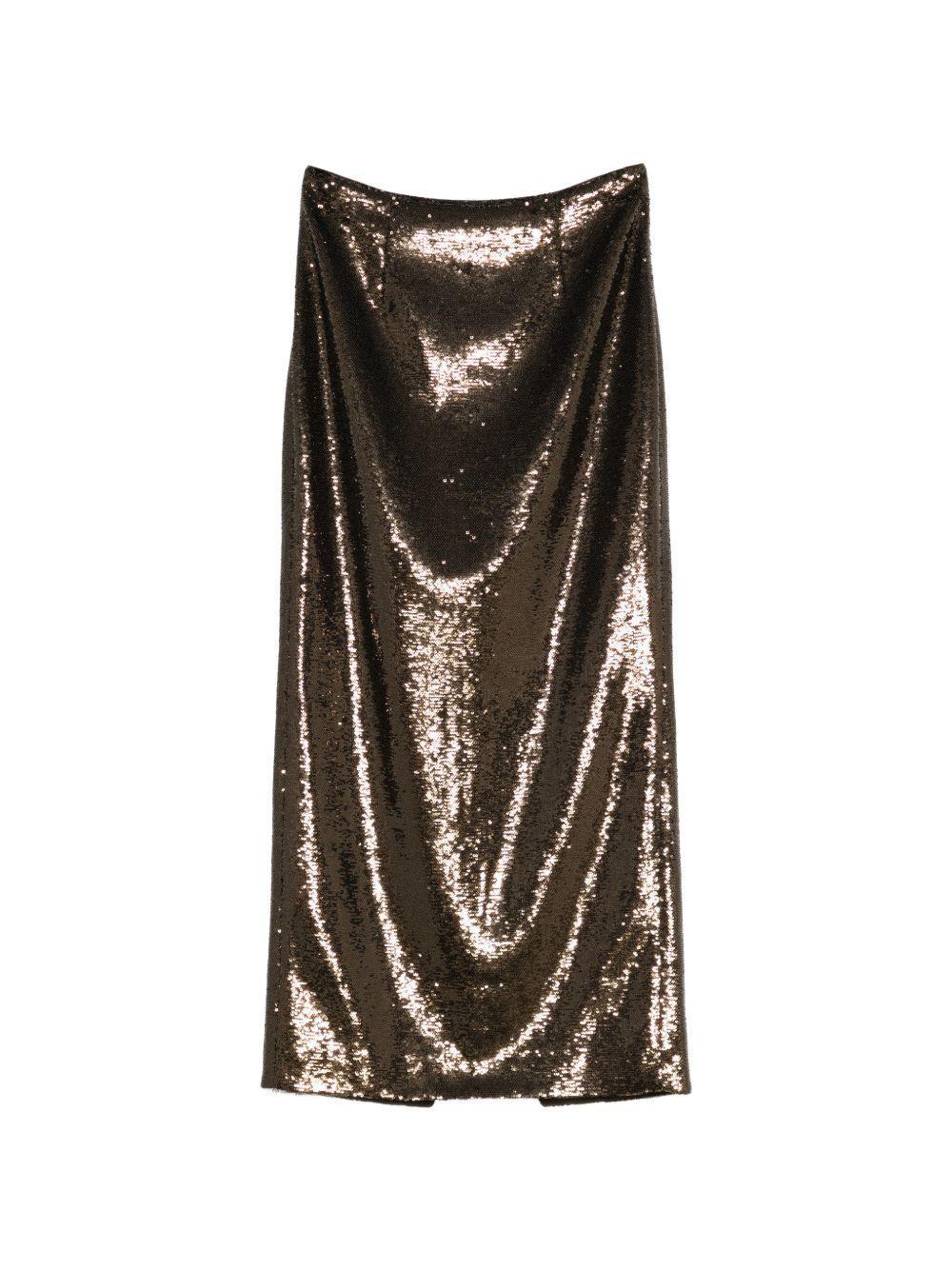 Gonna midi con paillettes in marrone Roland Mouret - donna 