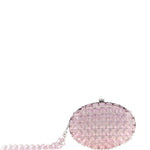 Borsa ovale con catena di cristalli in rosa 