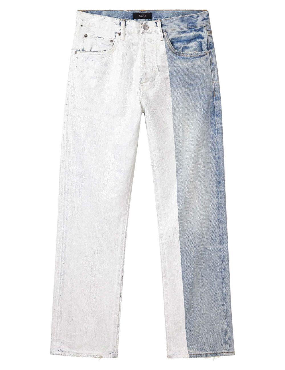 Jeans P011 con inserti in blu Purple - uomo 