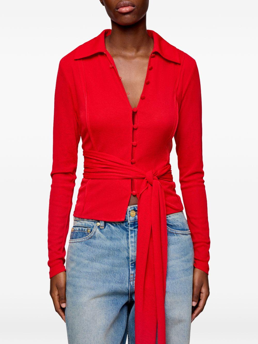 Camicia con nodo in rosso Ganni - donna 