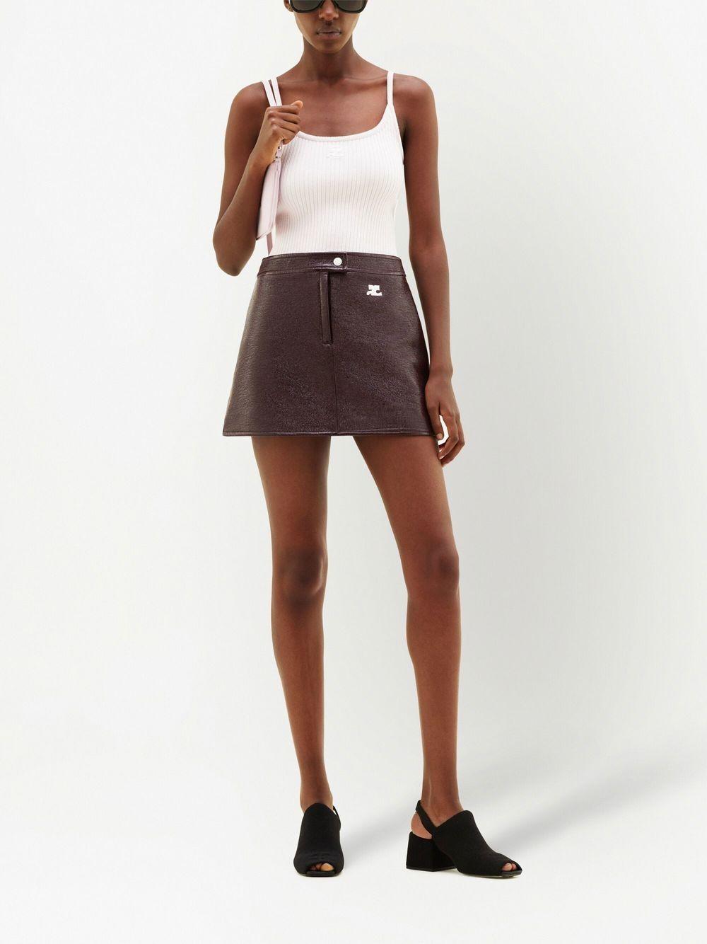 Gonna mini con logo in marrone Courrèges - donna 