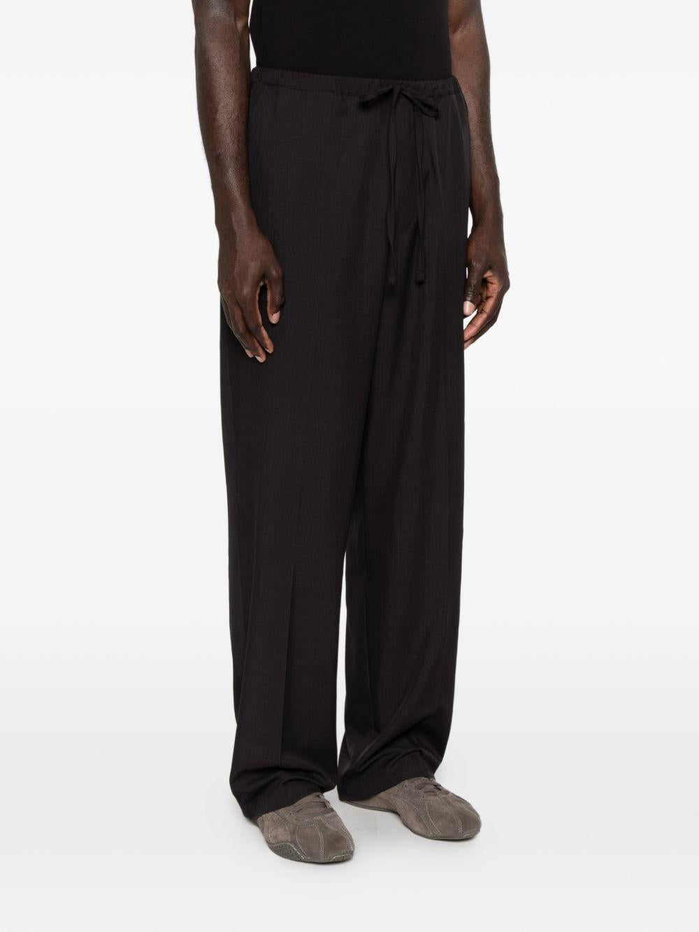 Pantaloni con coulisse in vita e piega precisa in nero Second layer - uomo 