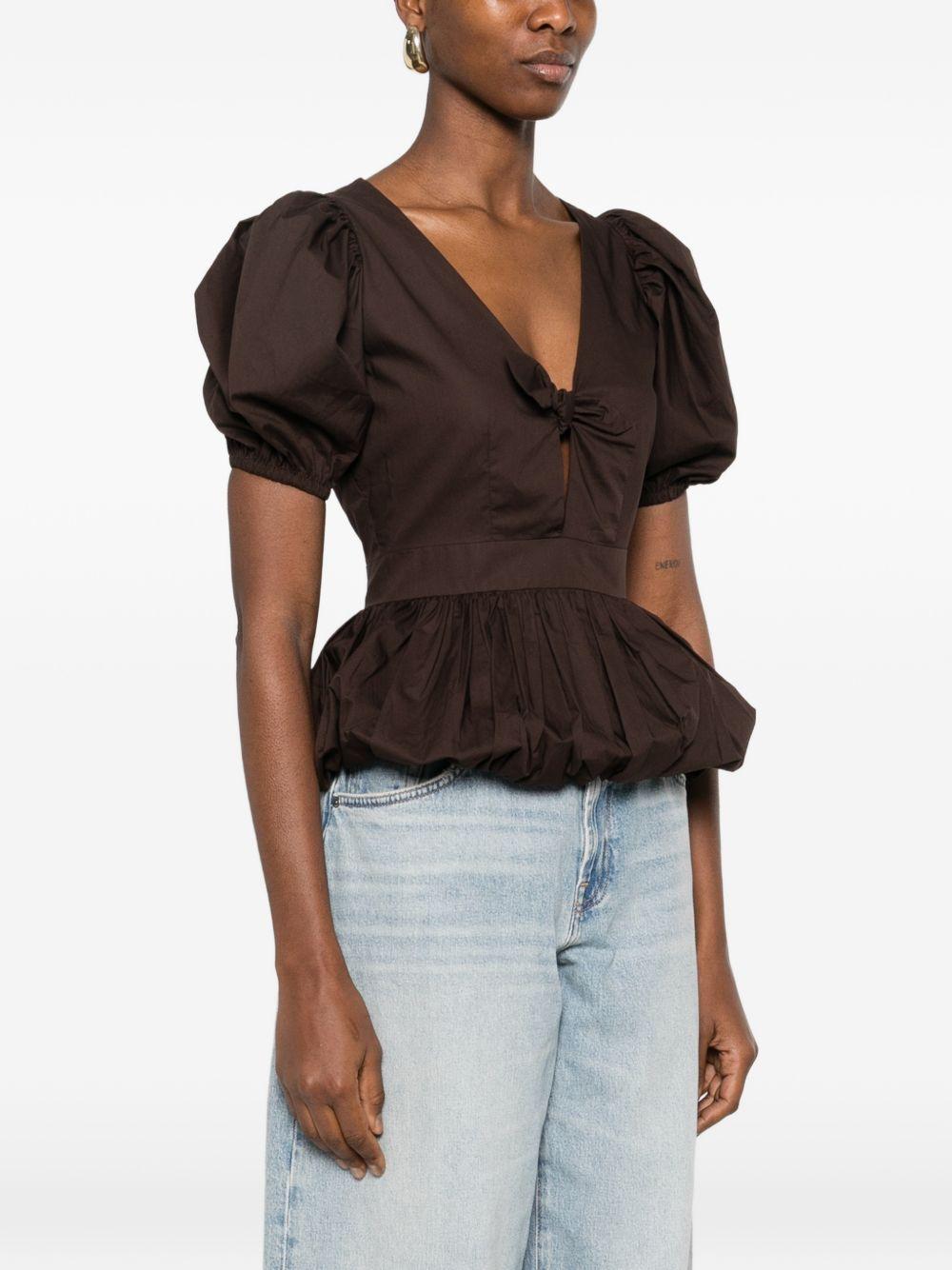 Top con maniche a sbuffo in marrone Rotate - donna 