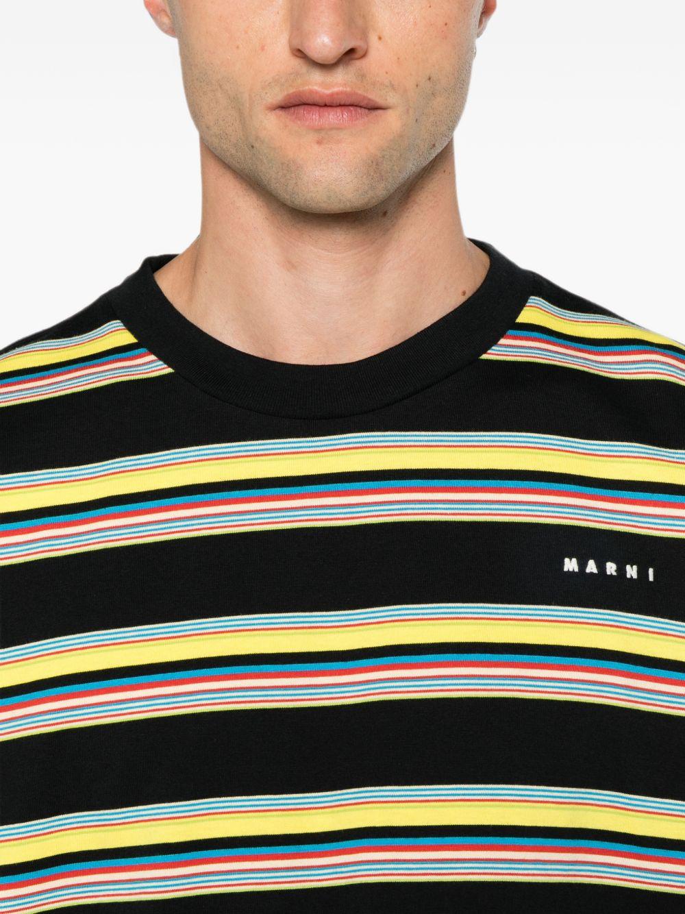 T-shirt a righe in cotone multicolore 