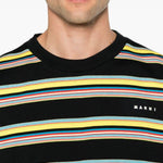 T-shirt a righe in cotone multicolore 