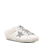 Mules con shearling super star in bianco 