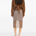 Gonna midi con paillettes in oro ROTATE - donna 