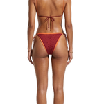 Bikini double gem con cristalli in rosso e arancione 