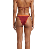 Bikini double gem con cristalli in rosso e arancione 