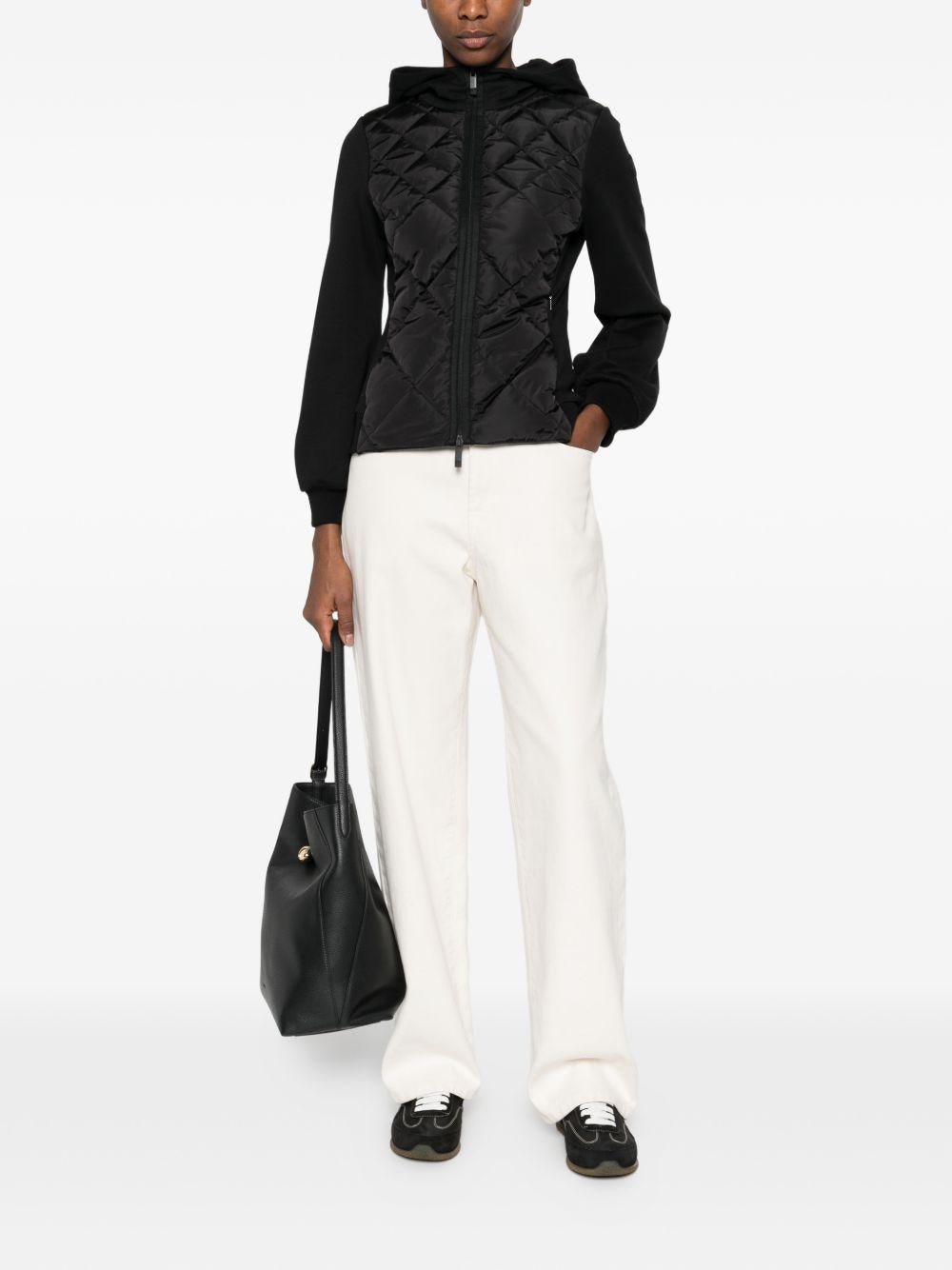 Felpa trapuntata con cappuccio in nero Moncler - donna 