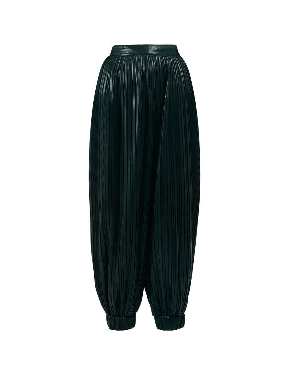 Pantaloni plissettati con polsini in verde Rowen Rose - donna 