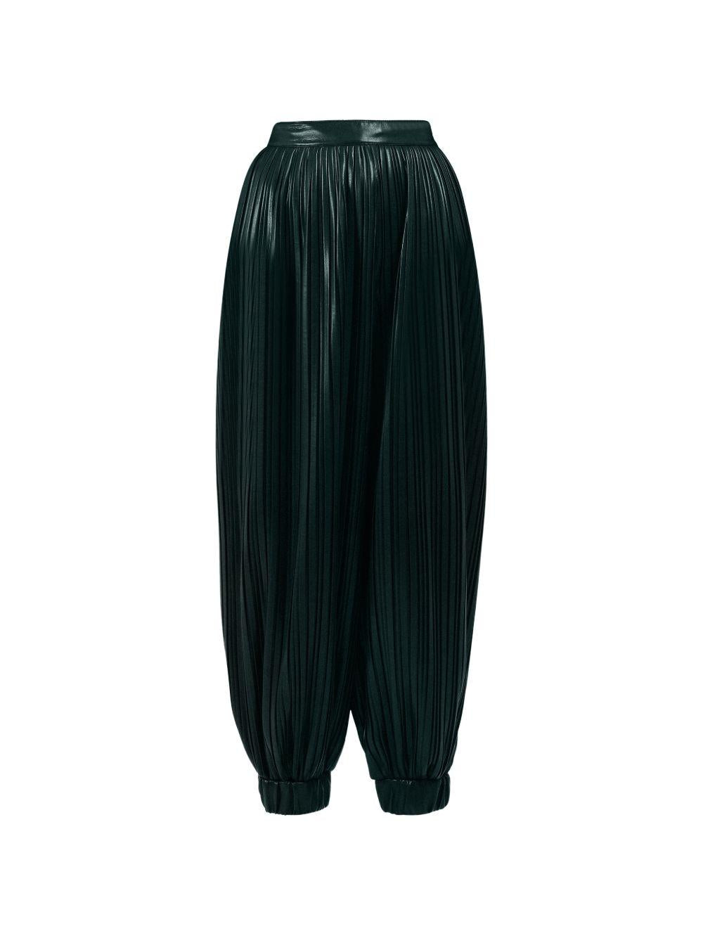 Pantaloni plissettati con polsini in verde Rowen Rose - donna 