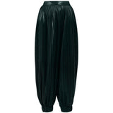 Pantaloni plissettati con polsini in verde Rowen Rose - donna 
