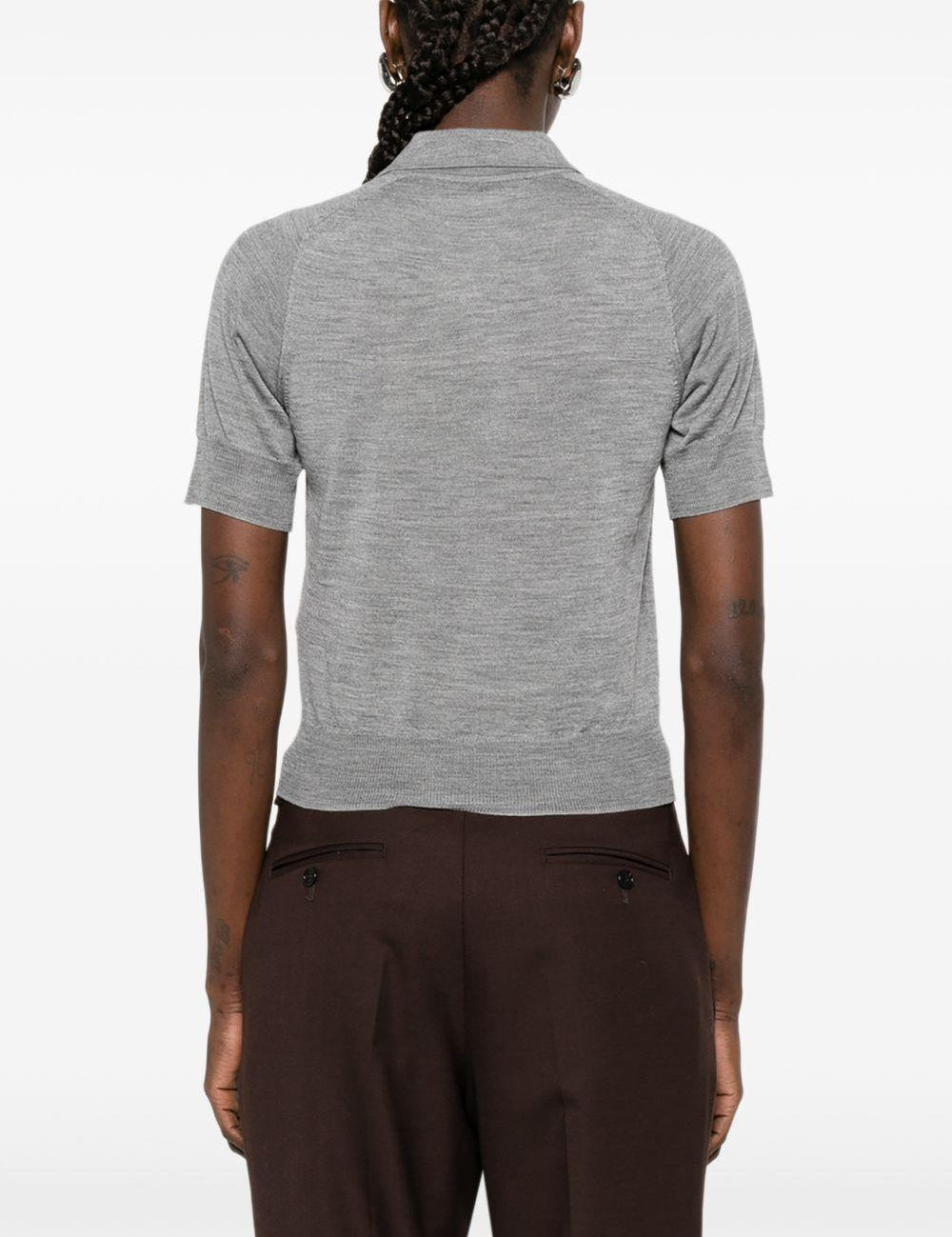 Polo in maglia con ricamo in grigio Ami paris - donna 