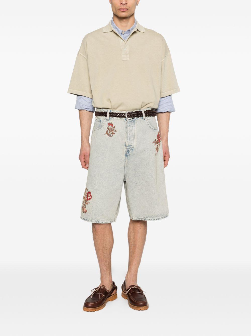 Bermuda con ricamo floreale in blu Drole de monsieur - uomo 