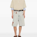 Bermuda con ricamo floreale in blu Drole de monsieur - uomo 