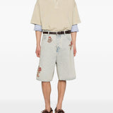 Bermuda con ricamo floreale in blu Drole de monsieur - uomo 
