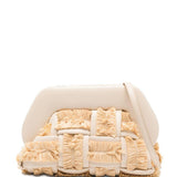 Clutch bios piccola con inserti in rafia in avorio e beige Themoirè - donna 