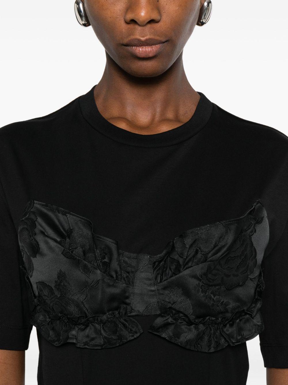 T-shirt con pannelli in raso con volant in nero Simone rocha - donna 