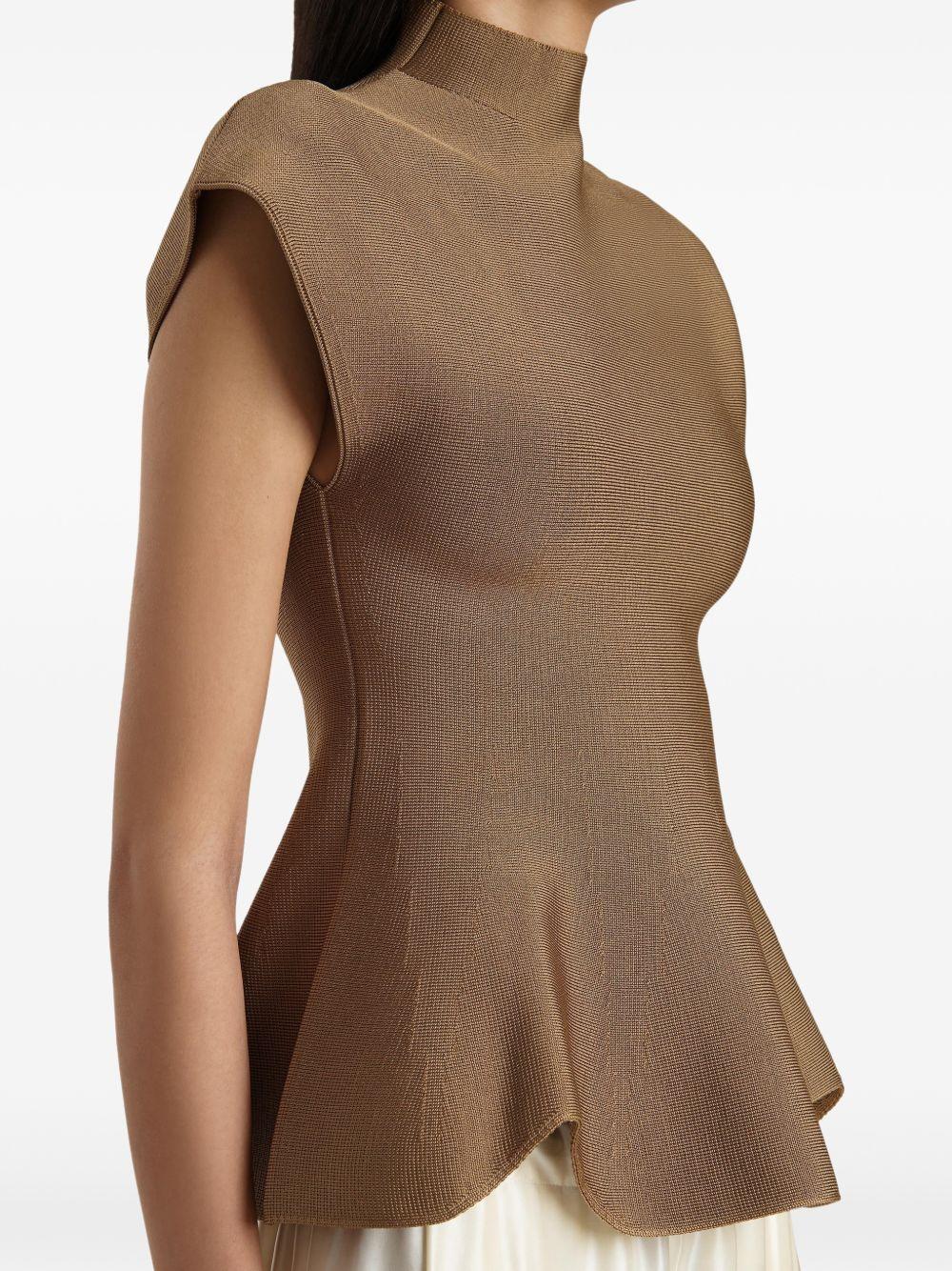 Top con orlo a peplum in marrone Khaite - donna 