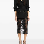 Gonna midi con decorazione a fiori in nero Rotate holiday - donna 