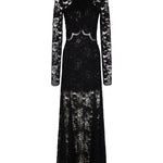 Abito lungo in pizzo nero Rabanne - donna 