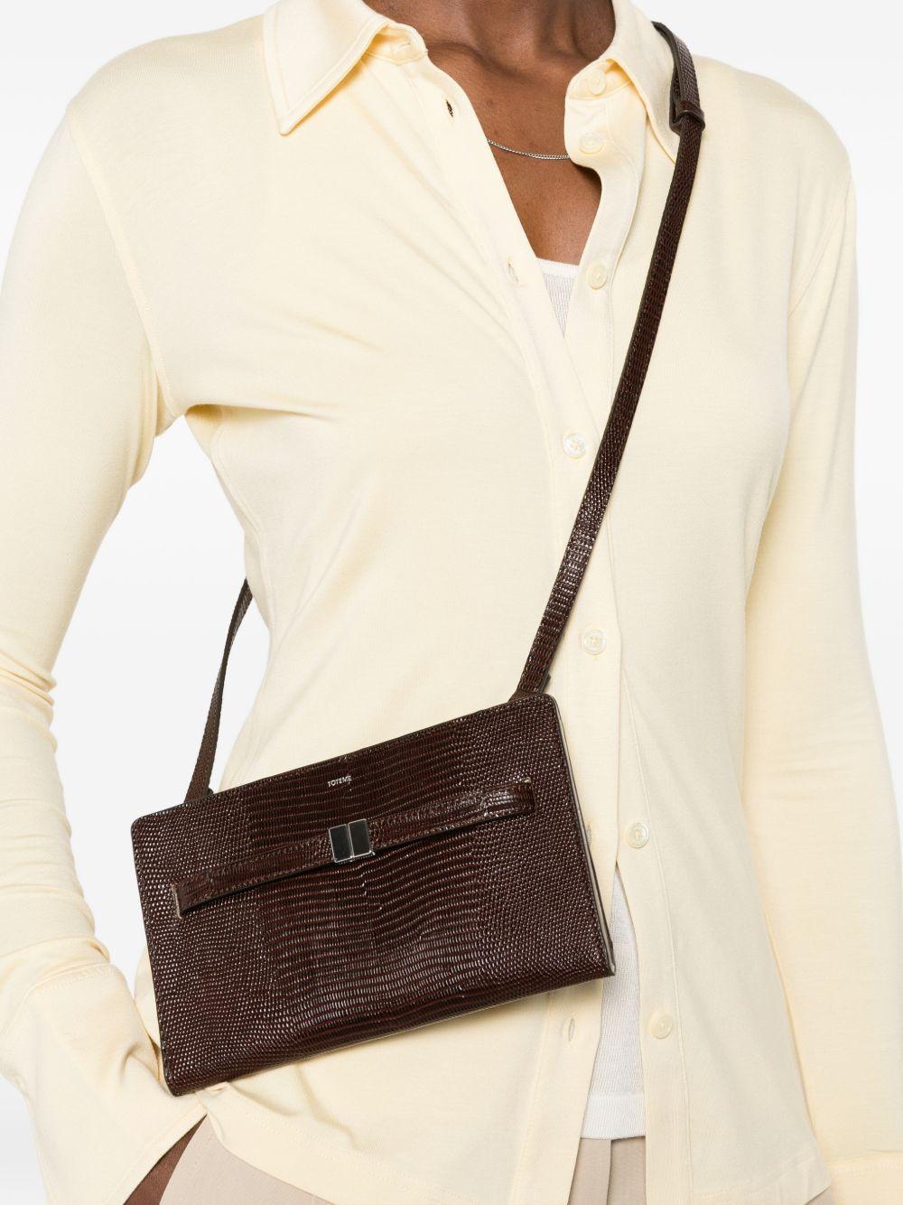 Borsa T-Lock a tracolla in pelle in marrone 