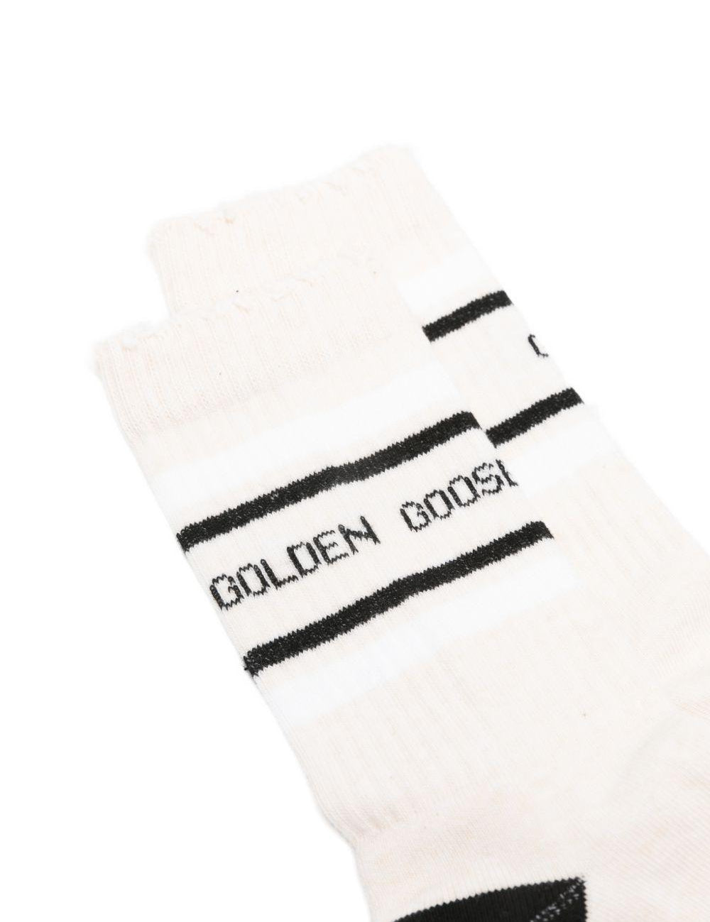Calzini con logo a strisce in bianco Golden goose - uomo 