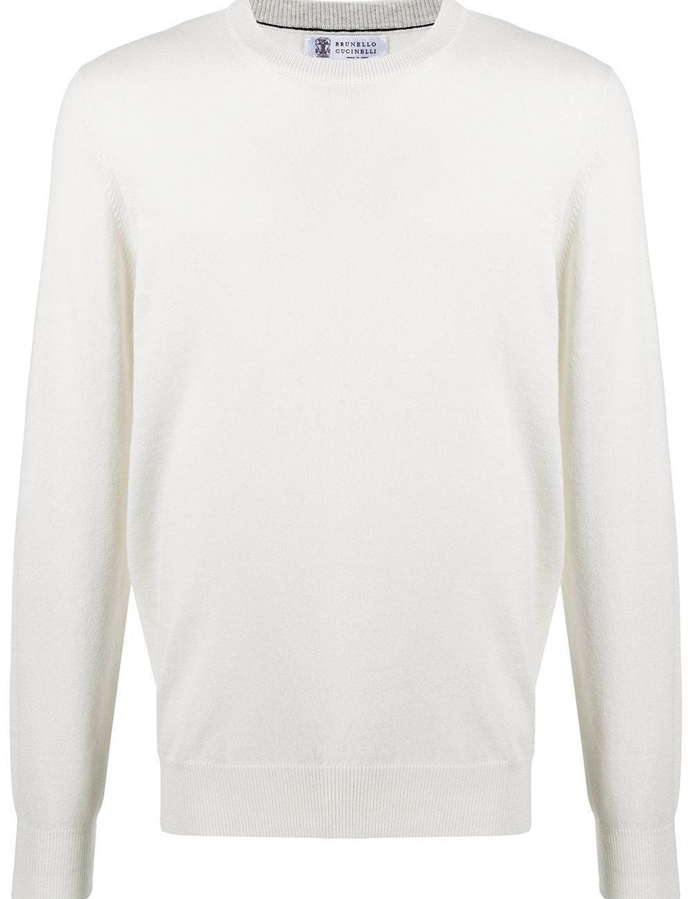 Maglione a girocollo in bianco Brunello cucinelli - uomo 