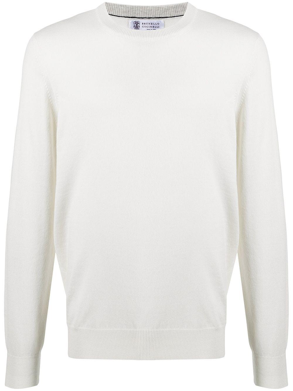 Maglione a girocollo in bianco Brunello cucinelli - uomo 