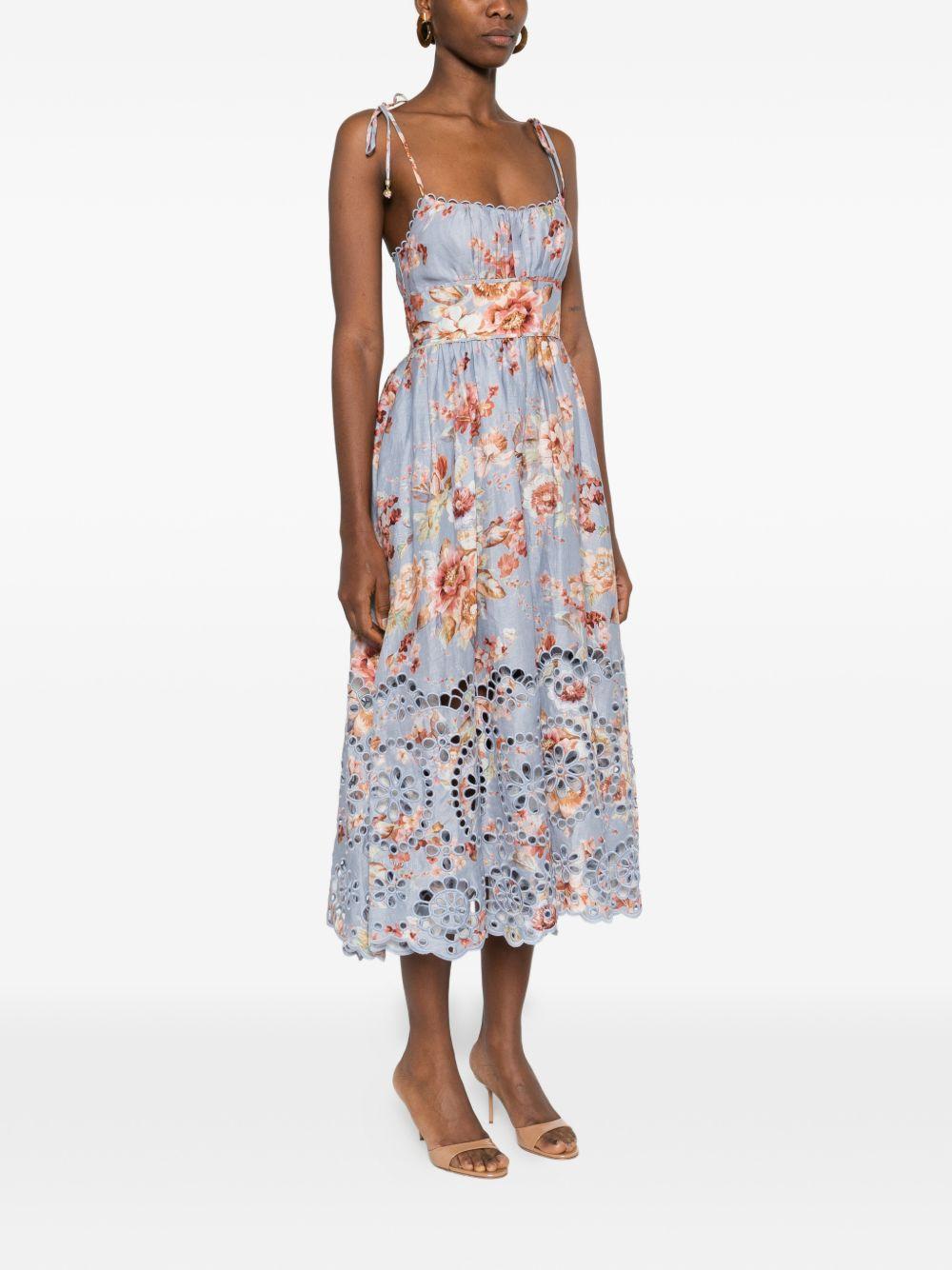 Abito midi Awaken Picnic a fiori in azzurro Zimmermann - donna 