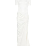 Abito lungo con collo alto e ruches in bianco Christopher esber - donna 