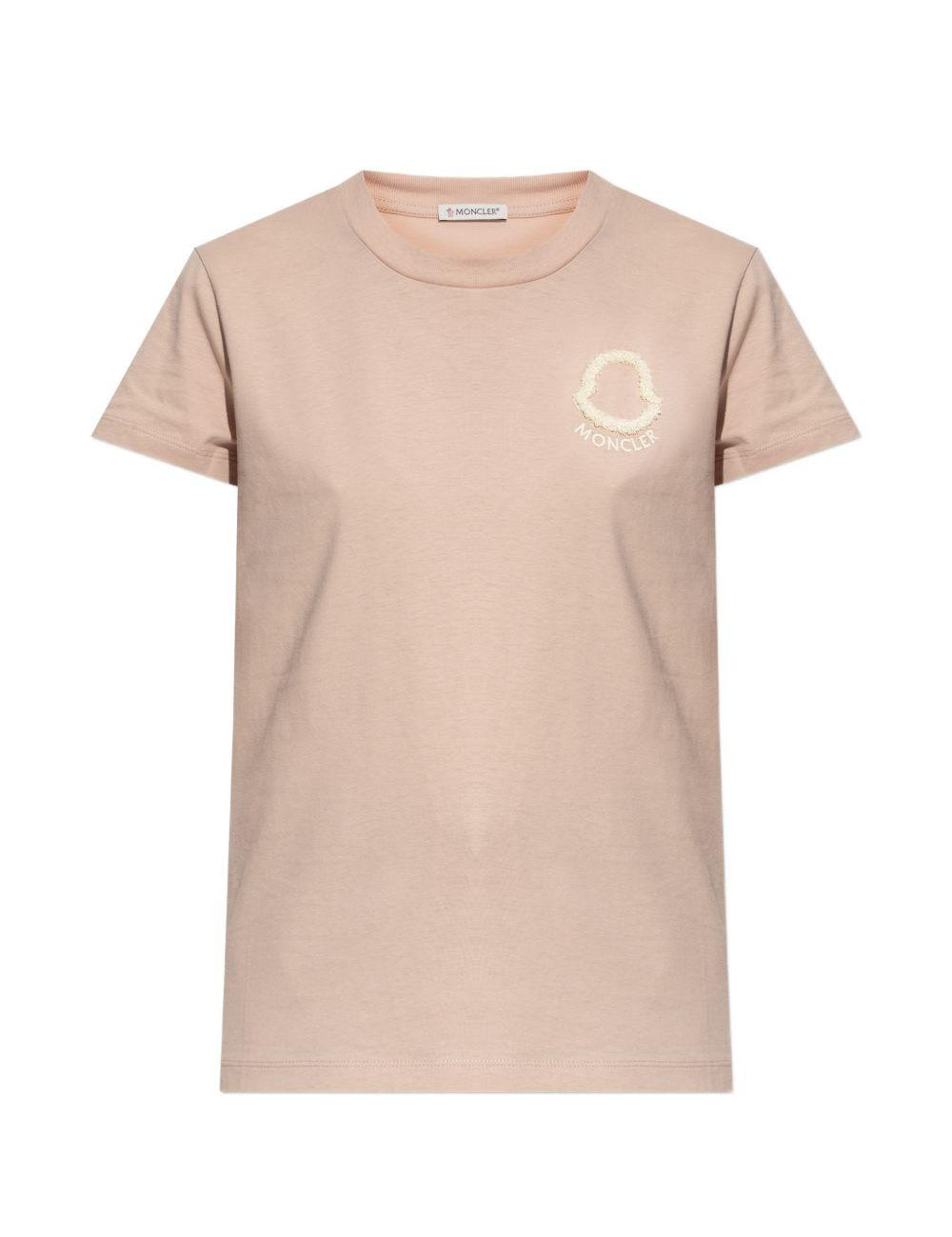 T-shirt con logo applicato in rosa Moncler - uomo 