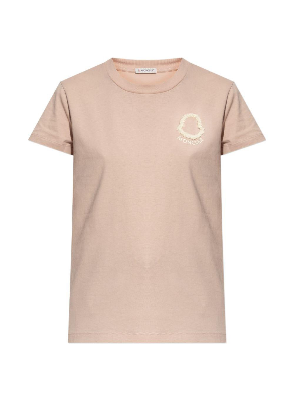 T-shirt con logo applicato in rosa Moncler - uomo 