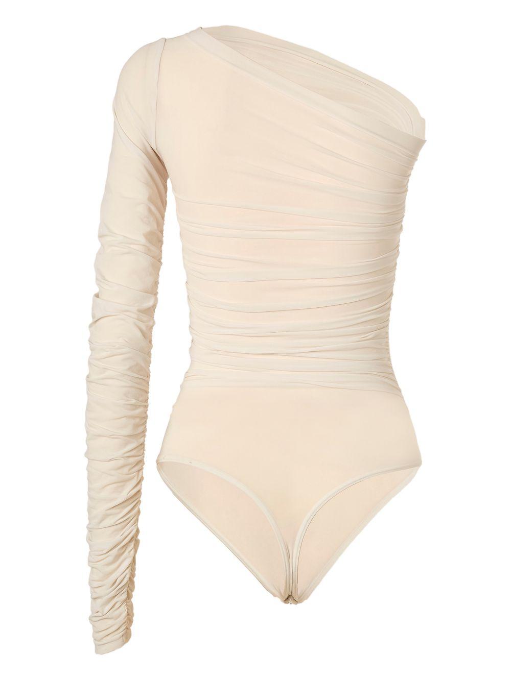 Body semi trasparente in crema Wolford - donna 
